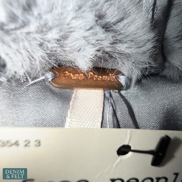 Free People Kate Faux Fur Coat Cloudy Day Gray Faux Fur Double Breasted Jacket - Picture 14 of 16